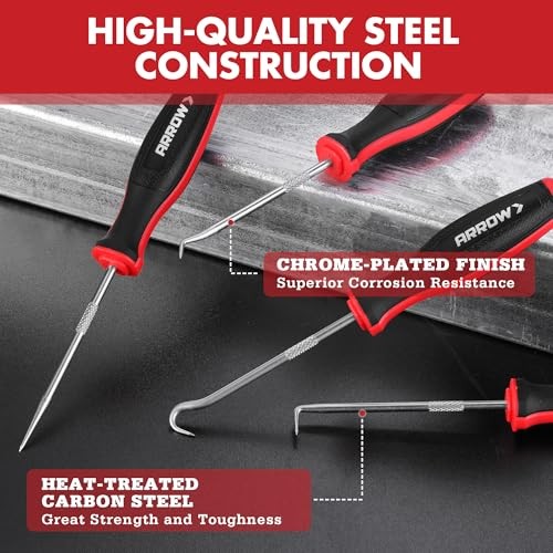 ARROW 4-Piece Precision Hook and Pick Set with Pouch, Mini Pick Tool Set for