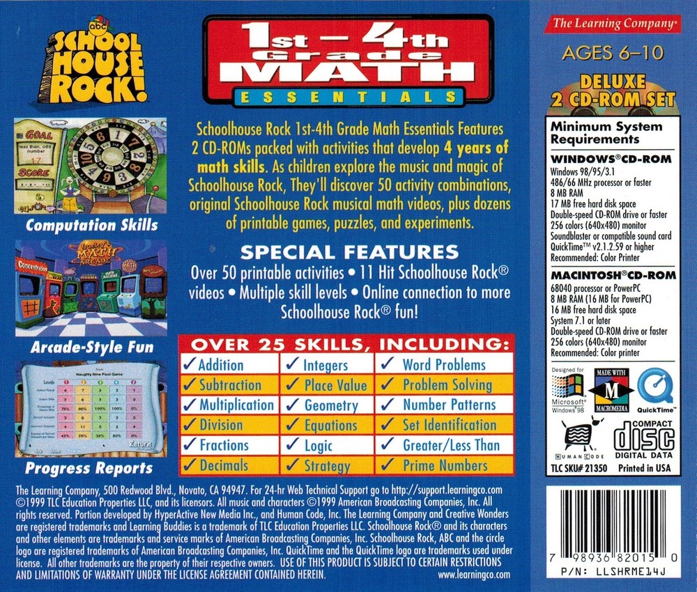 School House Rock Math Essentials 1st - 4th PC MAC Software Sealed New