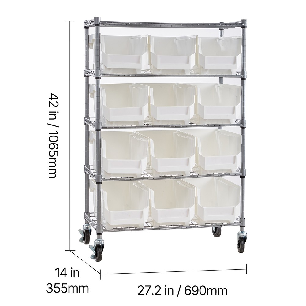 Uimoso 5-Tier Rolling Storage Rack with 12 Removable Bins