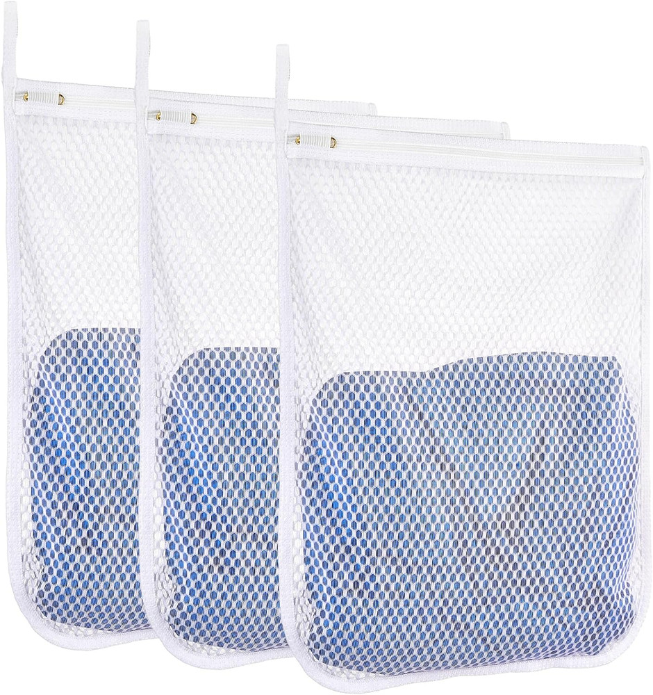 3 Pcs Durable Honeycomb Mesh Laundry Bags for Delicates 12" X 15" (3 Medium)