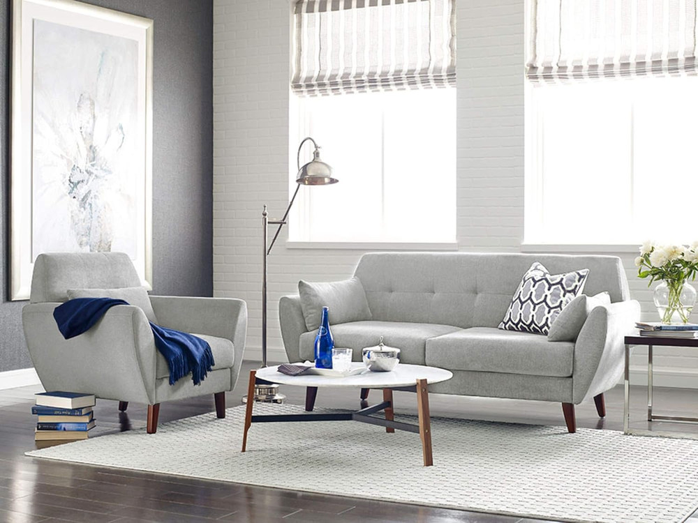 Artesia Midcentury Modern Light Gray Sofa with Easy-Clean Microfiber