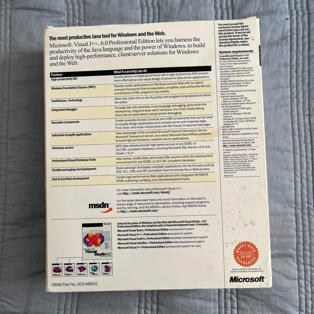 Microsoft Visual J++ 6.0 Professional Edition full vintage complete in the box
