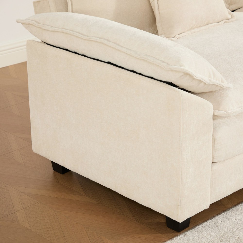 Modern Cloud Sofa Single Sofa Comfy Double Layer Upholstered Seat Cushion Couch