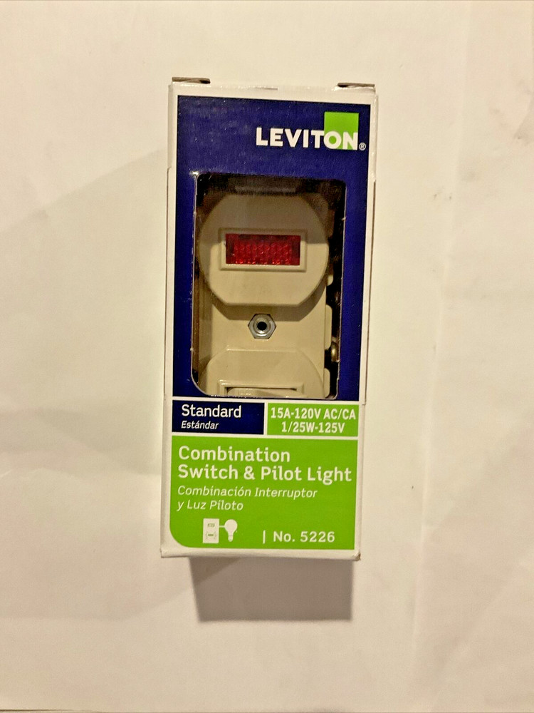 Leviton 5226-ISP Combination Switch and Pilot Light 15A-120V,