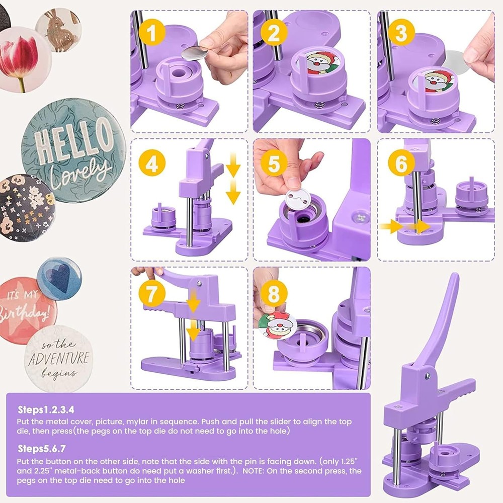 Versatile Button Pin Maker Machine - Create 1'' to 2.25'' Personalized Badges