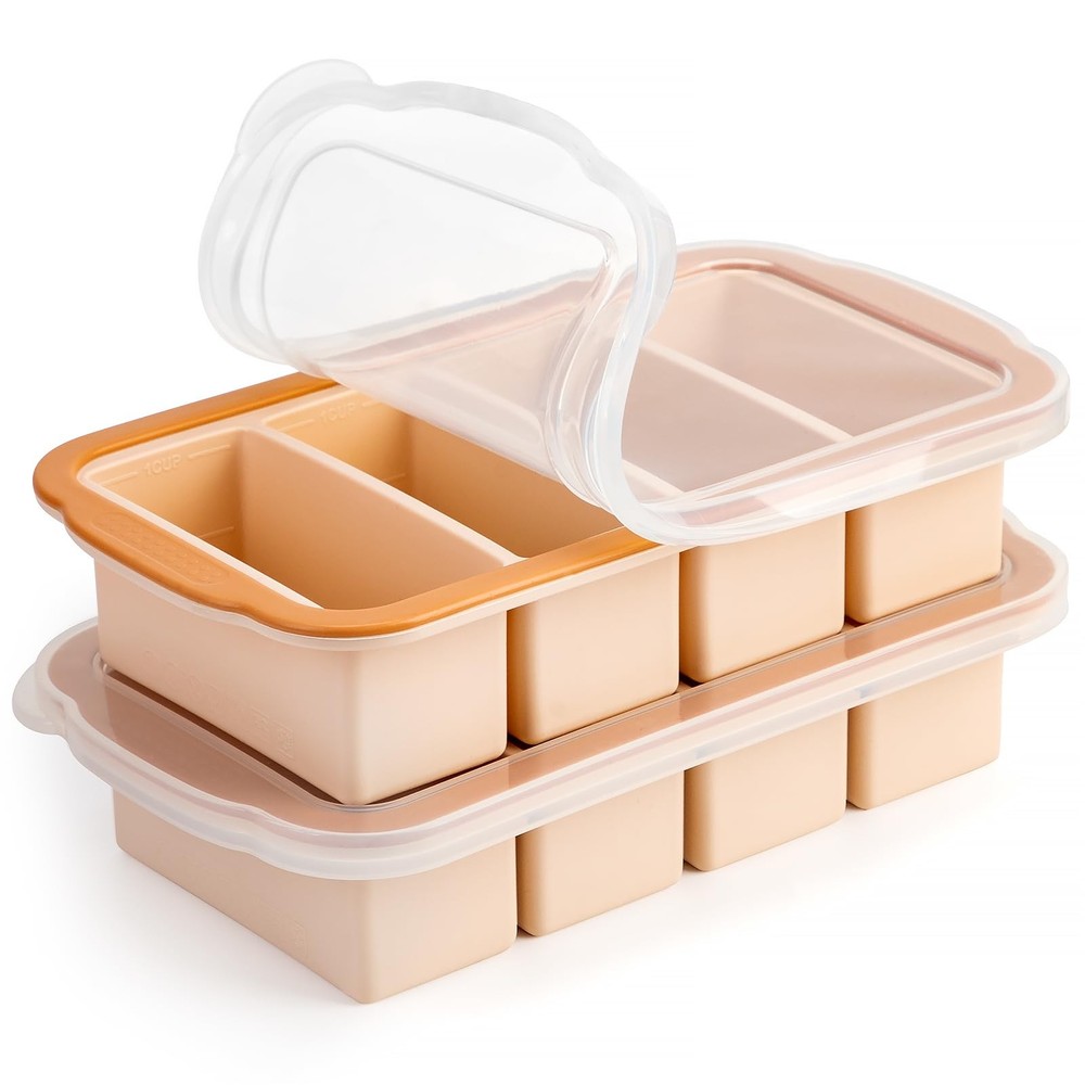 1 Cup Extra Large Silicone Ice Cube Freezing Trays with Silicone lid for savi...