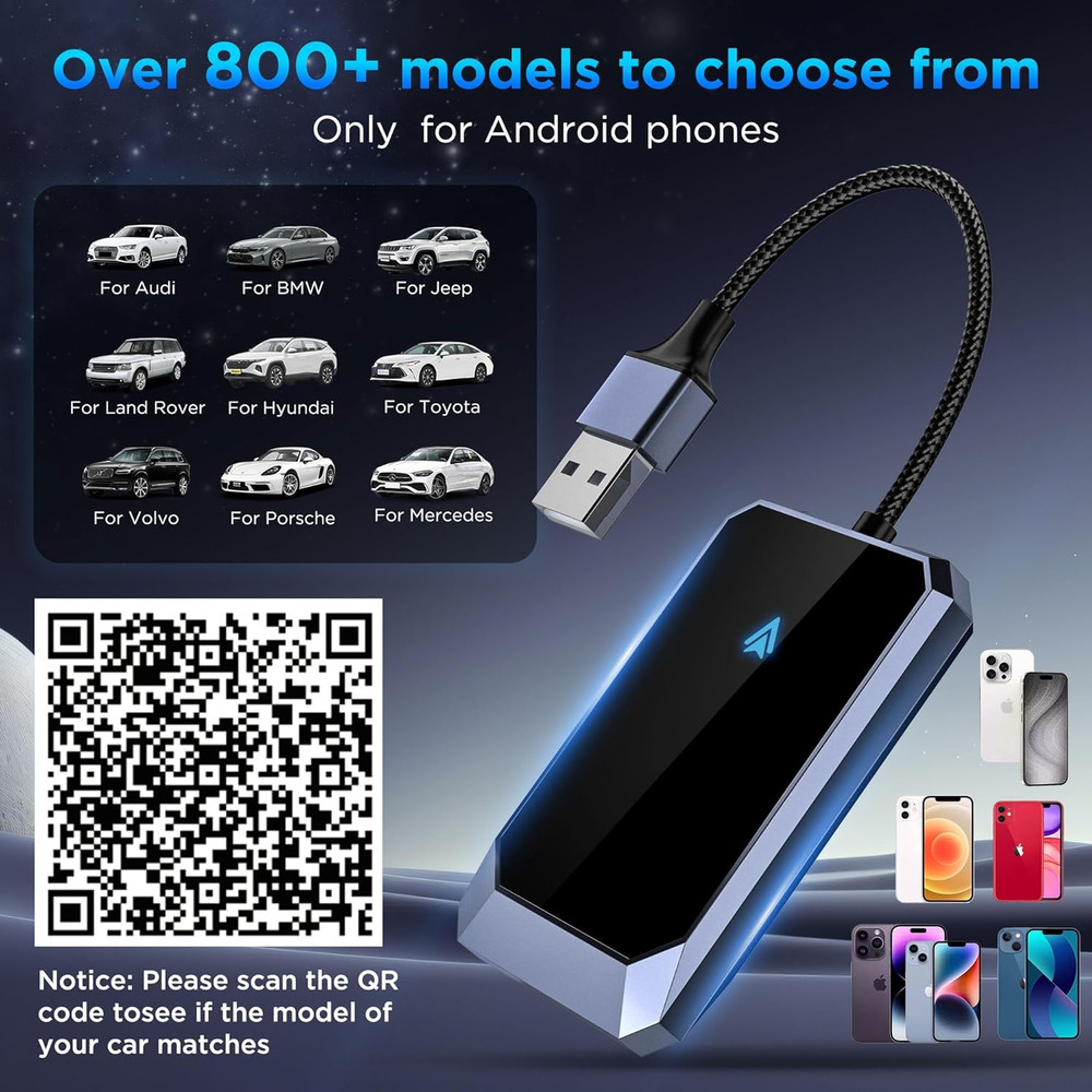 Android Auto Wireless Adapter for Factory Wired Android Auto-Instant Connection