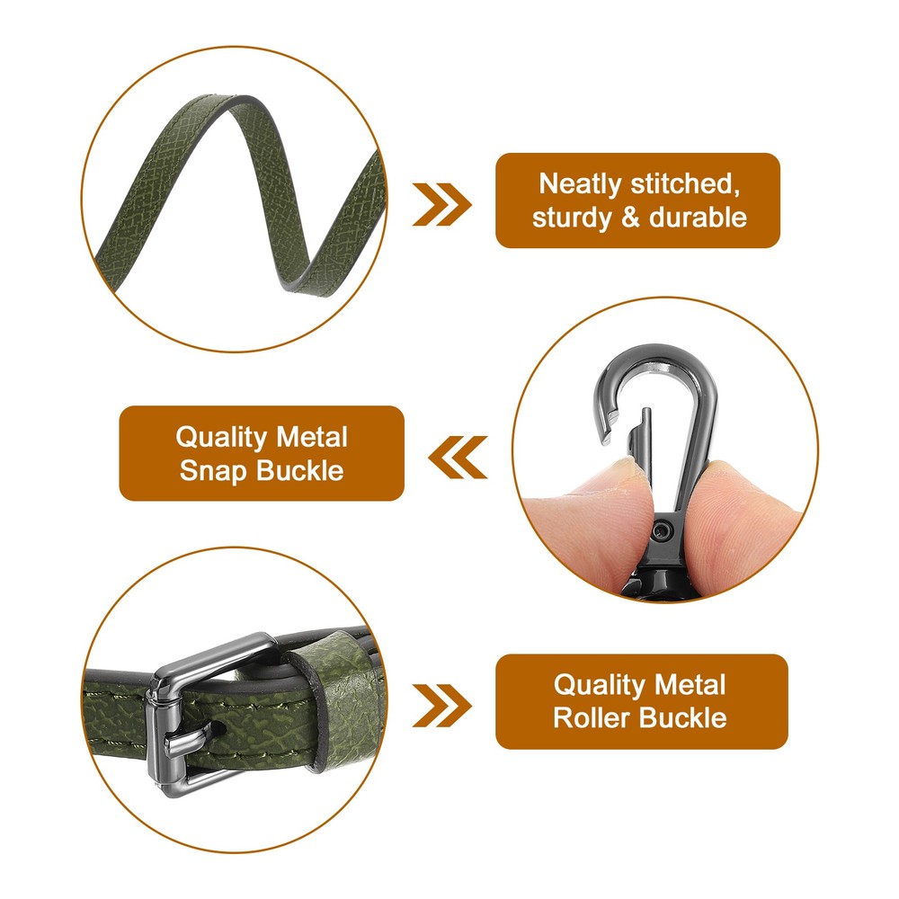 Leather Adjustable Replacement Bag Strap, Forest Green, Black Buckle, 1 Set