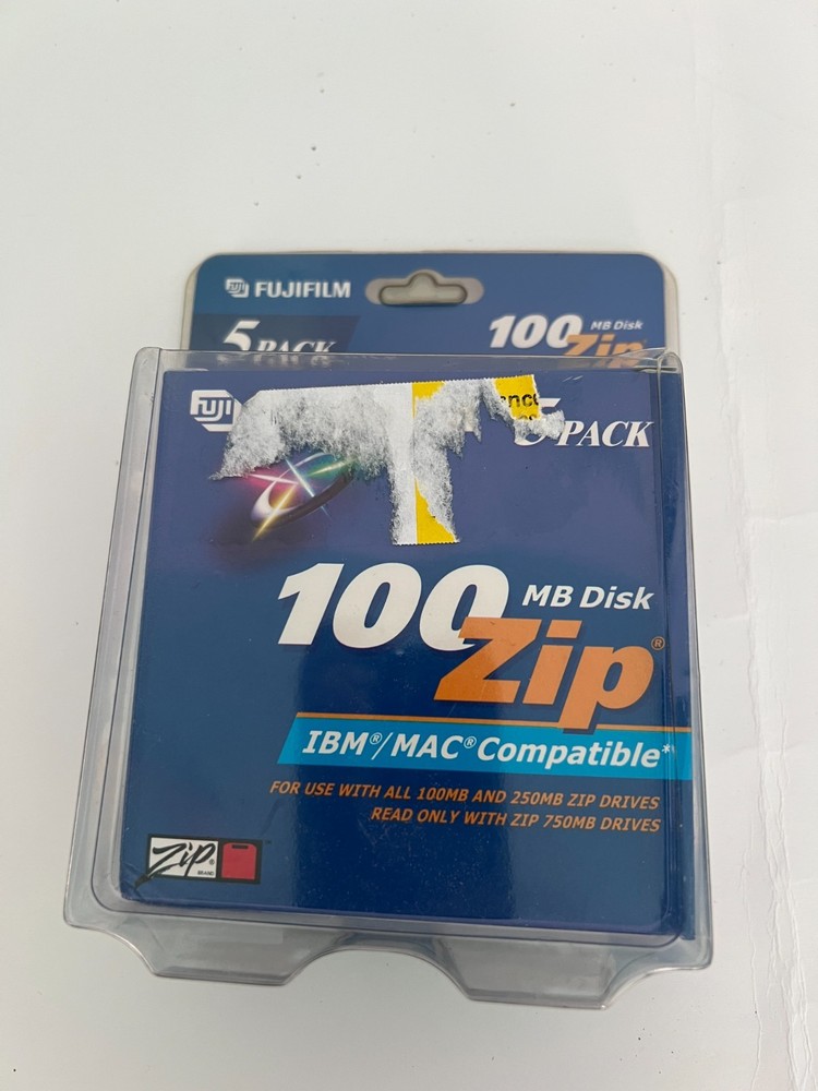 Fujifilm 100MB Zip Disk 5-Pack IBM Format Mac Compatible New Sealed