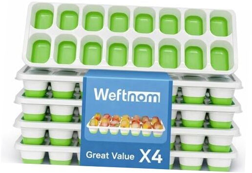 Ice Cube Trays for Freezer with Lids 56-Cube Stackable Ice Trays, Easy 4 Pack