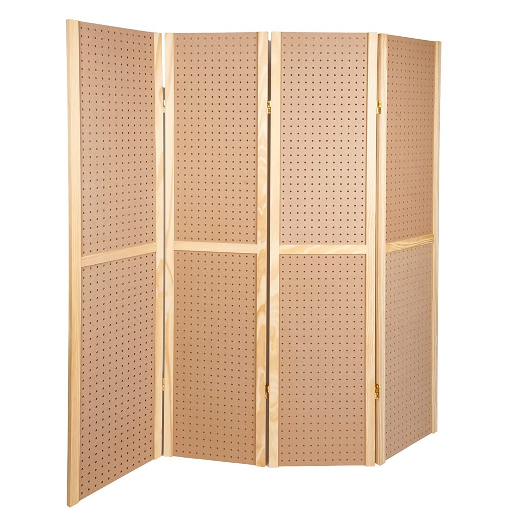 Folding Pegboard Display Craft Display 4 Panel 5' Folds Flat 60" H Peg Board