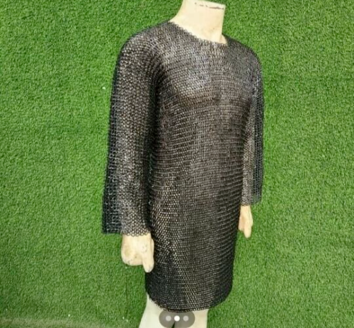 9mm Flat Riveted Chainmail Armor Medieval Costume Haubergeon Dome Riveted