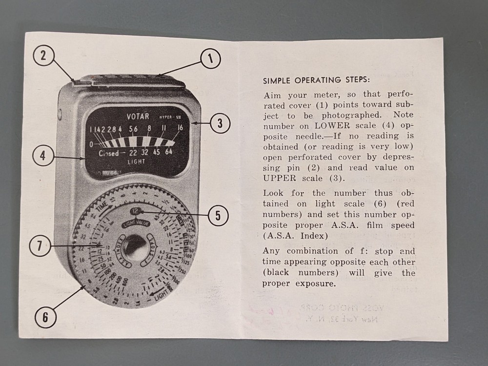 Votar Hyper‑VII Electric (Selenium) Exposure Meter With Case And Box