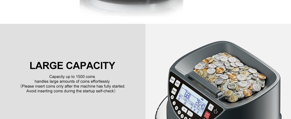 Aneken Coin Counter and Sorter with TFT Display - Accurate Sorting Machine
