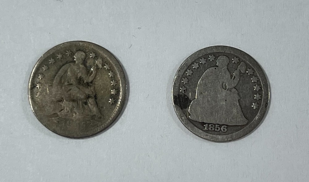 1855 & 1856 1/2 10C (#21496) Problem coins