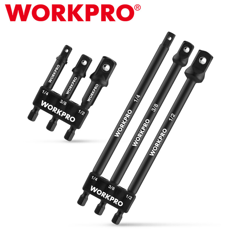 WORKPRO 6PC Socket Adapter Extension Set 1/4 3/8 1/2 Drive Impact Extension Bits