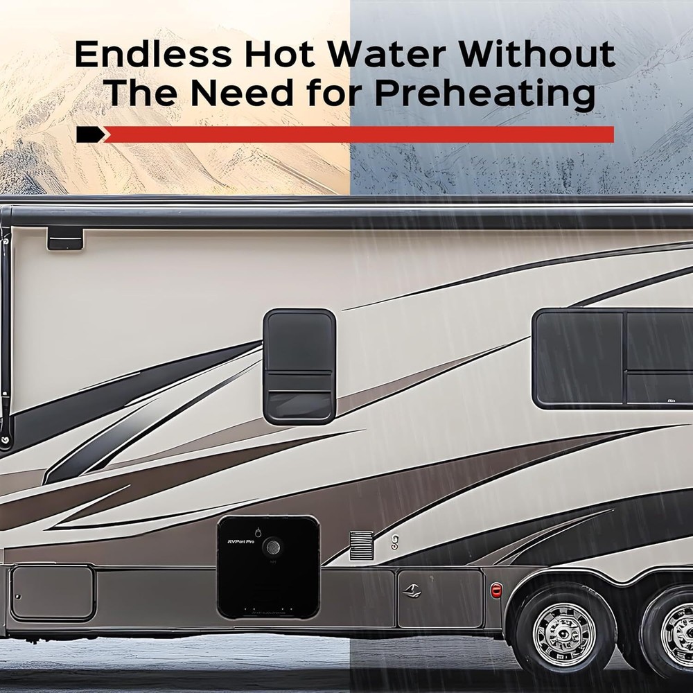 60,000 BTU RV Tankless Water Heater Propane Gas with 15x15 inchs Black Door 12V