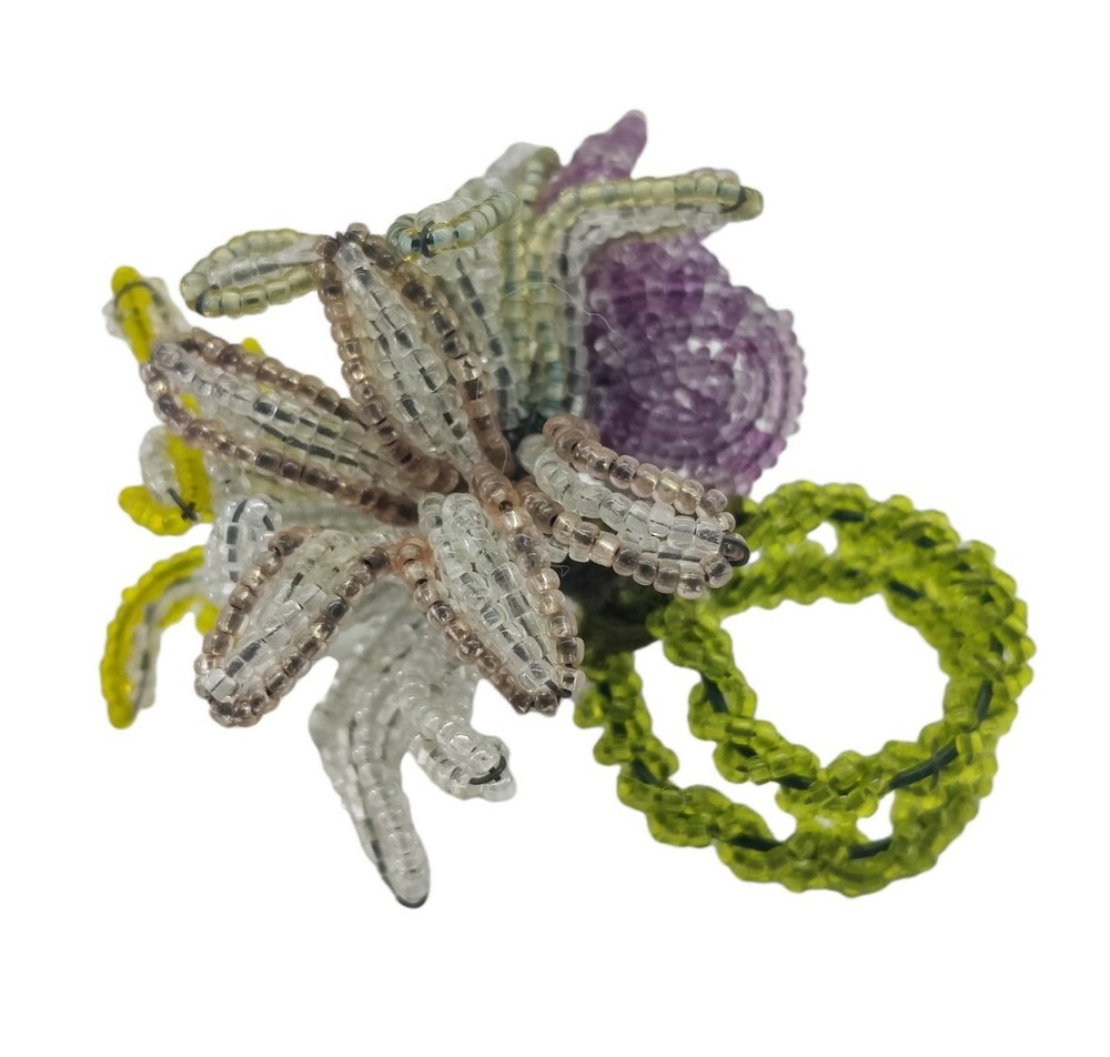 French Seedbead Handmade Ring Floral