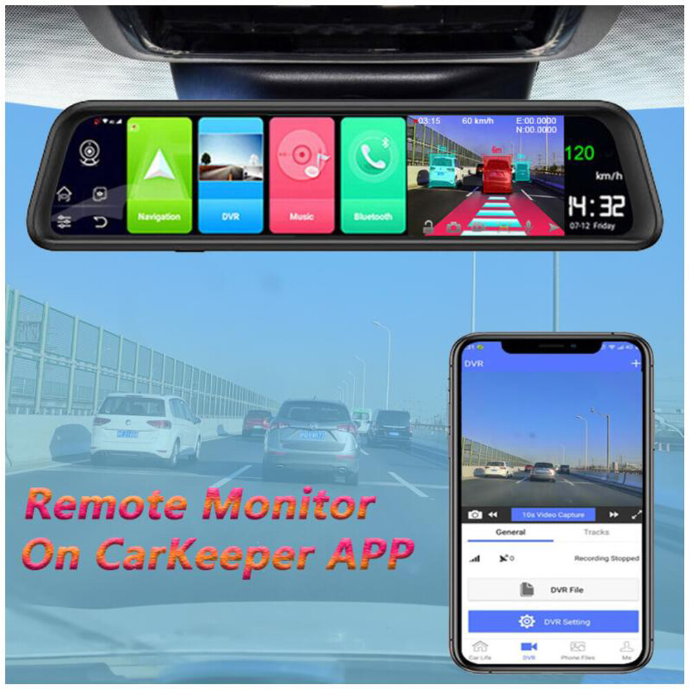 12" 4G Special bracket Car Camera rearview Android Mirror ADAS Remote Dash Cam