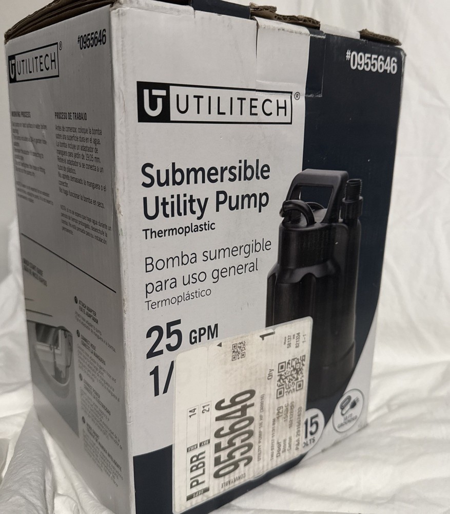 Utilitech 1/6-HP 115-Volt Thermoplastic Submersible Utility Pump NEW