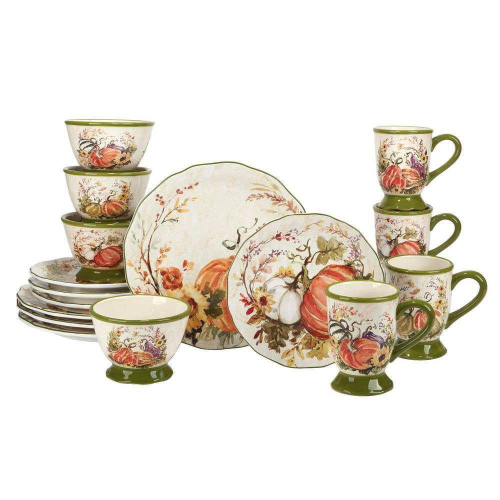 Harvest Morning 16-Piece Assorted Colors Earthenware Dinnerware Set (Service for