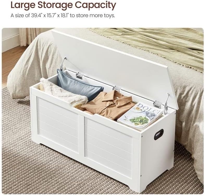 Storage Chest, Storage Bench with 2 Safety Hinges,