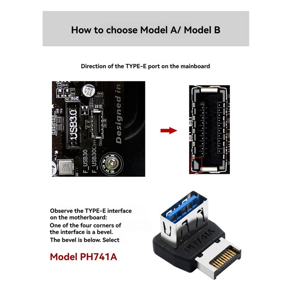 Type E Converter TYPE-E to USB Adapter USB3.1 TYPE-E 90 Degree Converter9838