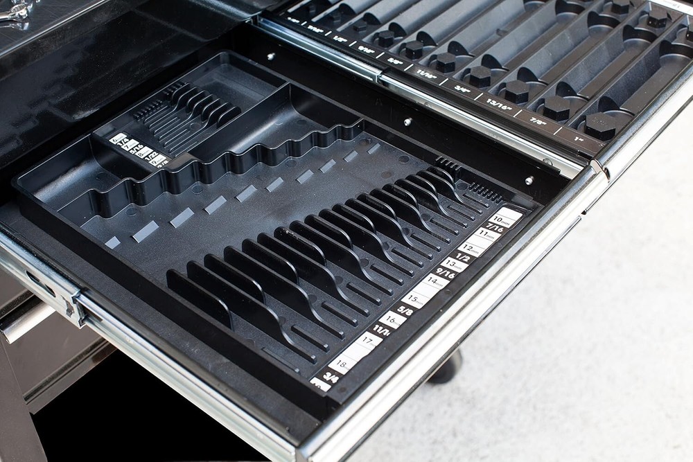 Black Rectangular Wrench Organizer - Efficient Tool Sorting for Professionals