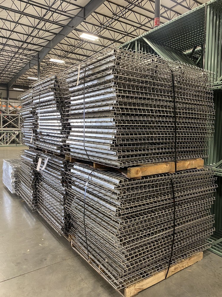 Used Galvanized Waterfall Wire Mesh Decking 42"D x 58"W, Pallet Racking.