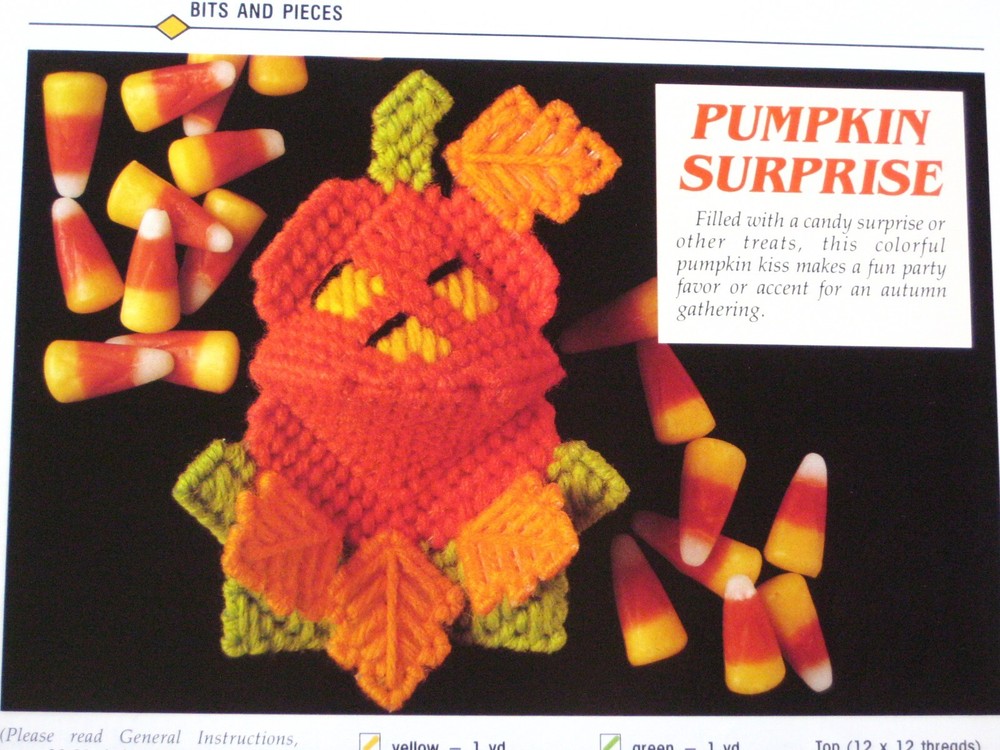 Pumpkin Surprise; (#877) Vintage Plastic Canvas pattern