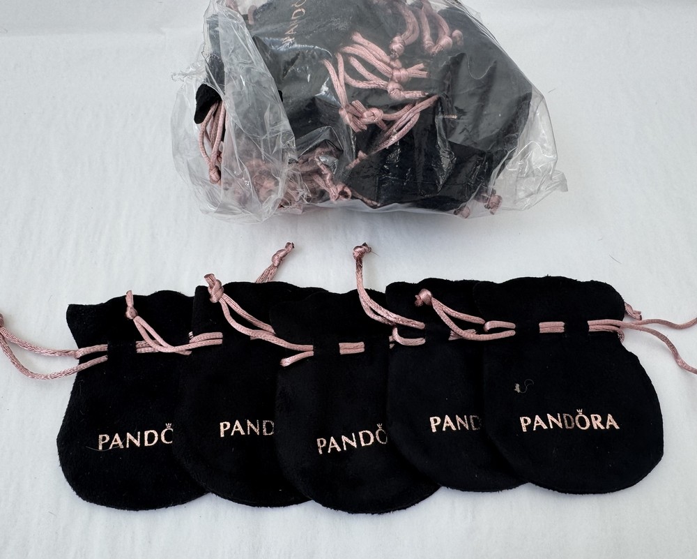 Authentic Pandora FIVE (5) Black Gift Pouches 3" x 2.5"