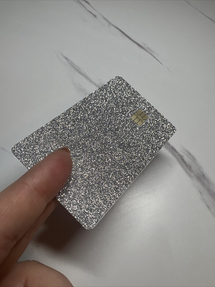 Credit card sticker. Glitter skin SILVER