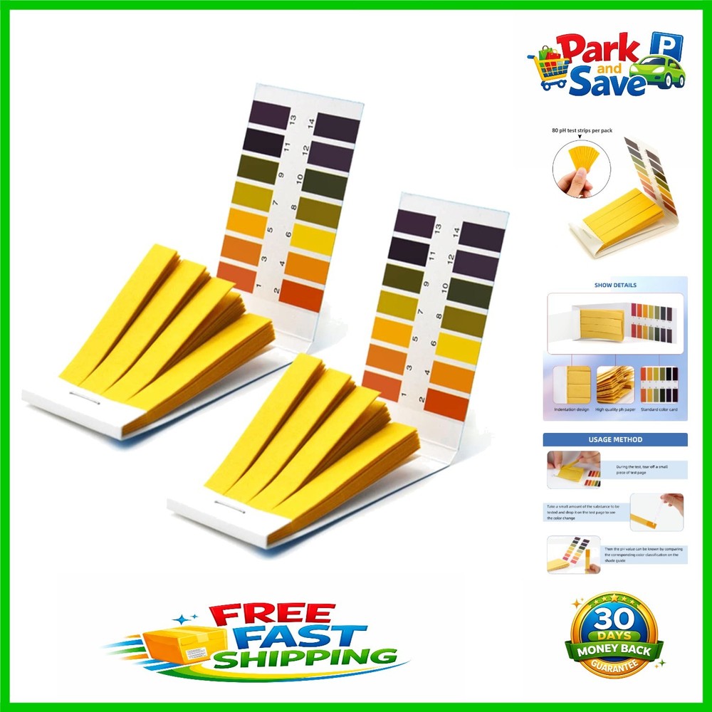 Reliable 2 Pack pH  Strips - 160 Strips for Accurate Results in Home & Lab