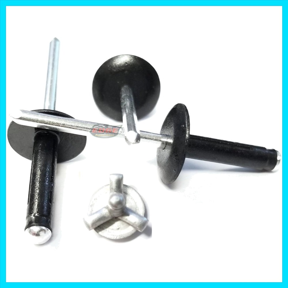 Black Exploding Pop Rivets 3/16" Tri-Fold Large Head Aluminum Mandrel .040 - ...
