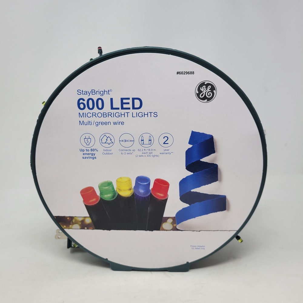 GE StayBright 600-Count Multicolor Micro LED Christmas String Lights Open Box