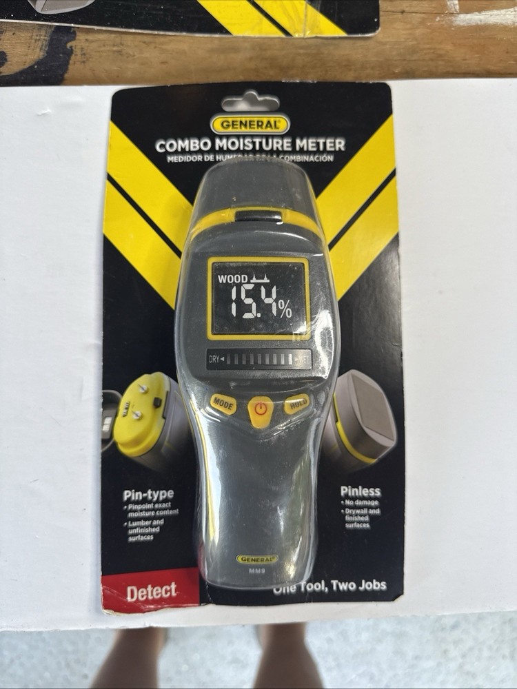 General Tools Digital Pin Type Moisture Meter Wood Drywall Sensor Detector MM9