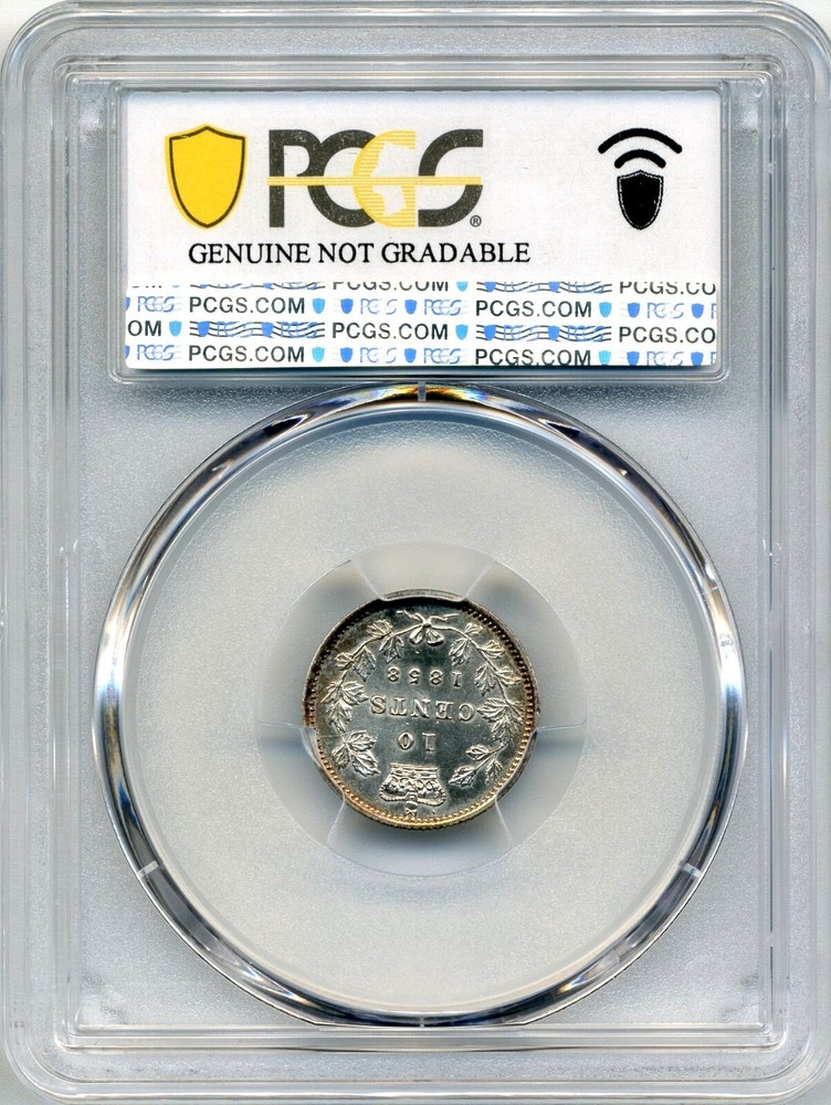 1858 Canada 10 Cent - PCGS AU Detail
