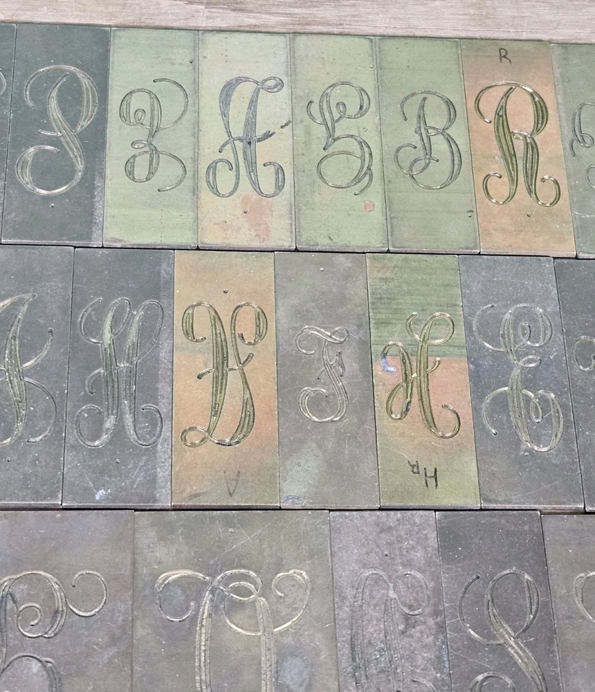 Double Line/Script Engraving Font Set Letters - Brass - Imcomplete Lot