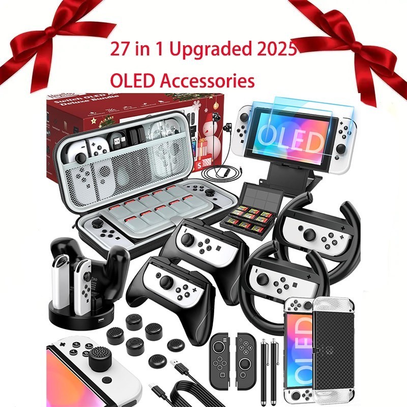 27 in 1 Upgraded Switch OLED Accessories, Switch Accessory Bundle Kit For Gift,o