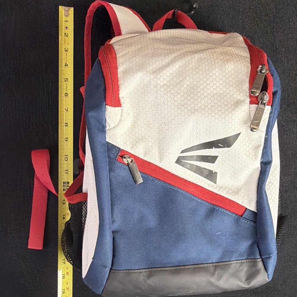 Easton Baseball Backpack White Blue Red Bat Compartment Adjustable Strap