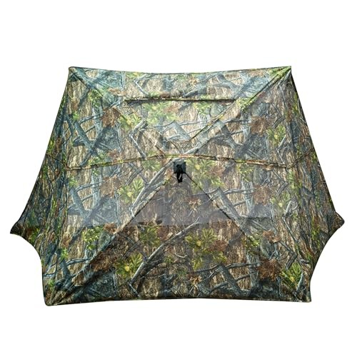 3-Panel See-Through Ground Blind with Adjustable Side Panels for Deer Turkey