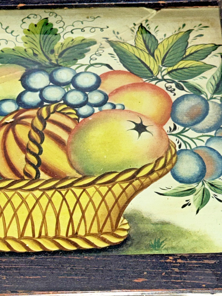 Antique Reverse Painted Scene and Wall Mirror