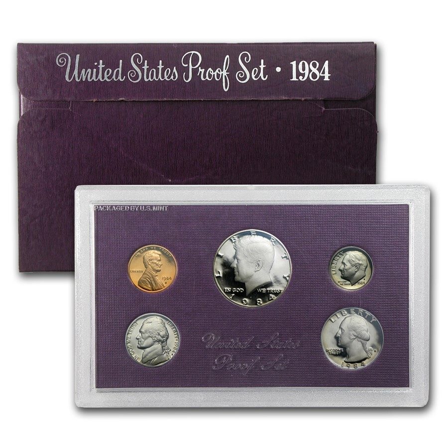 1984 S US Mint 5 Coin Proof Set Original Box
