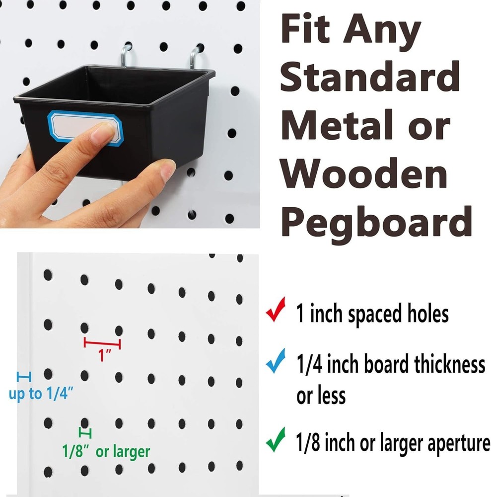 Pegboard Hooks Assortment, for Organizing Various Tools, with Pegboard Bins, ...