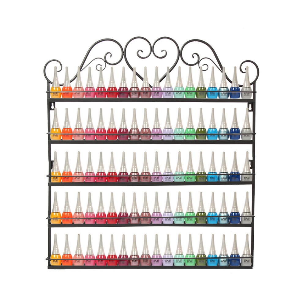 5 Tier Nail Polish Rack Metal Display Organizer Wall Mounted Holder Stand Assemb