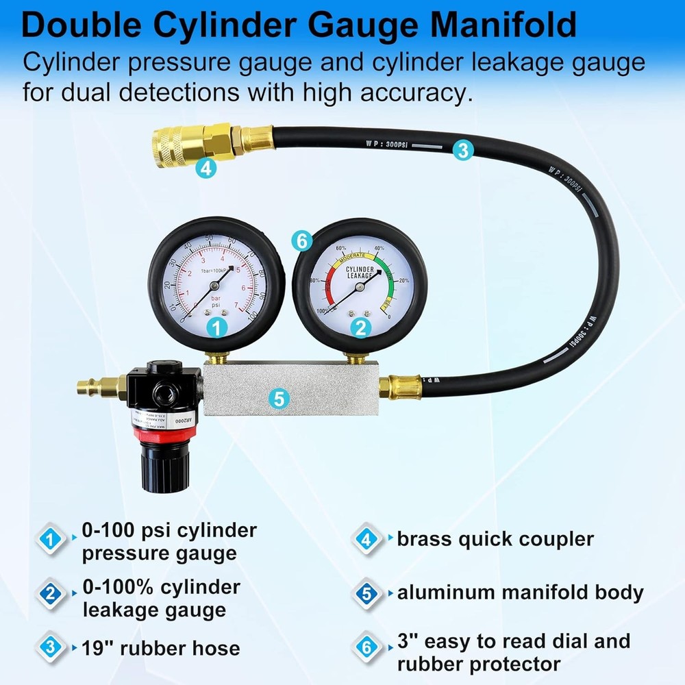 Cylinder Leak Down Tester Small Engine Combustion Kit