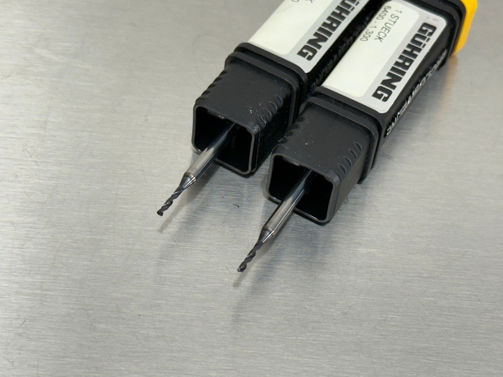 (2) Guhring 1.3mm Solid Carbide Drill 4xD 6400 Micro Exclusive