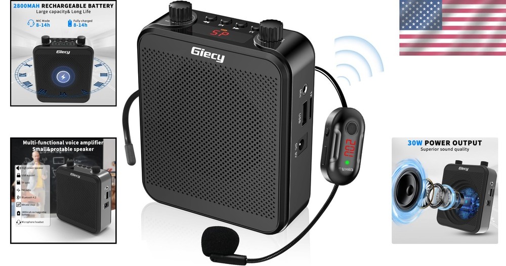 30W Personal PA System with Bluetooth & Wireless Mic – Ideal for Presentations