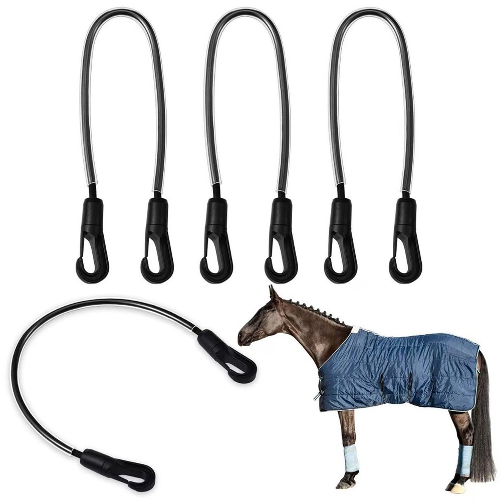 4pcs Secure Horse Blanket Leg Strap Adjustable Elastic Tail Strap Horse Owners