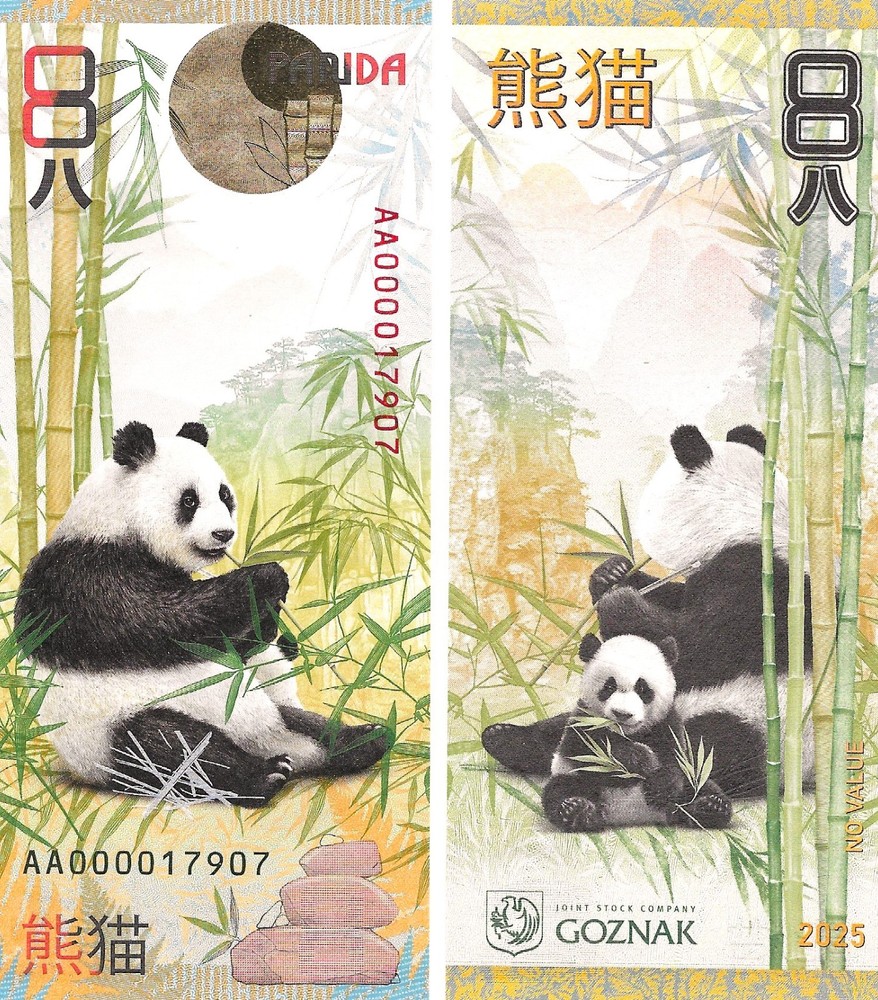 Test Note NEW 2025 8 PANDA Russia Goznak UNC